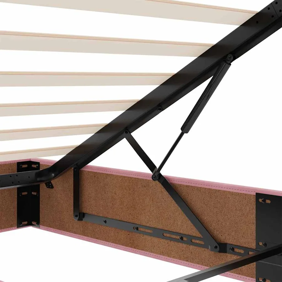 Cadre de lit ottoman avec matelas rose 120x200 cm velours - 13