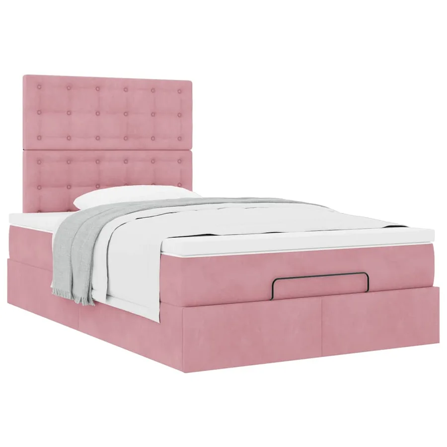 Cadre de lit ottoman avec matelas rose 120x200 cm velours - 5