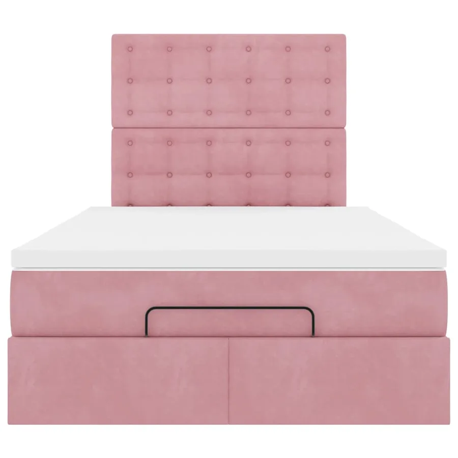 Cadre de lit ottoman avec matelas rose 120x200 cm velours - 7