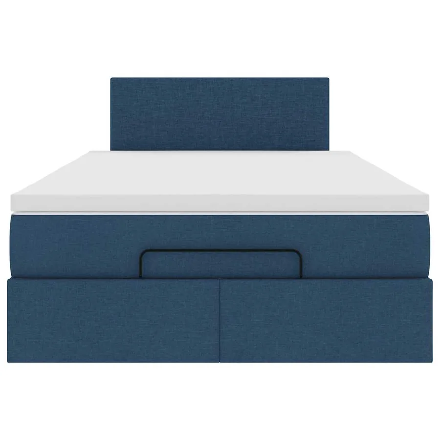 Cadre de lit ottoman avec matelas bleu 120x190 cm tissu - 7