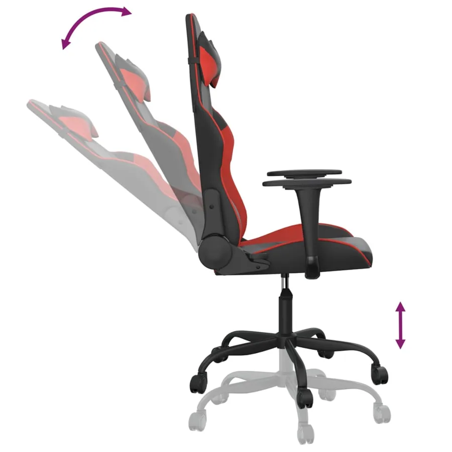 Chaise de jeu Noir et rouge Similicuir - 6