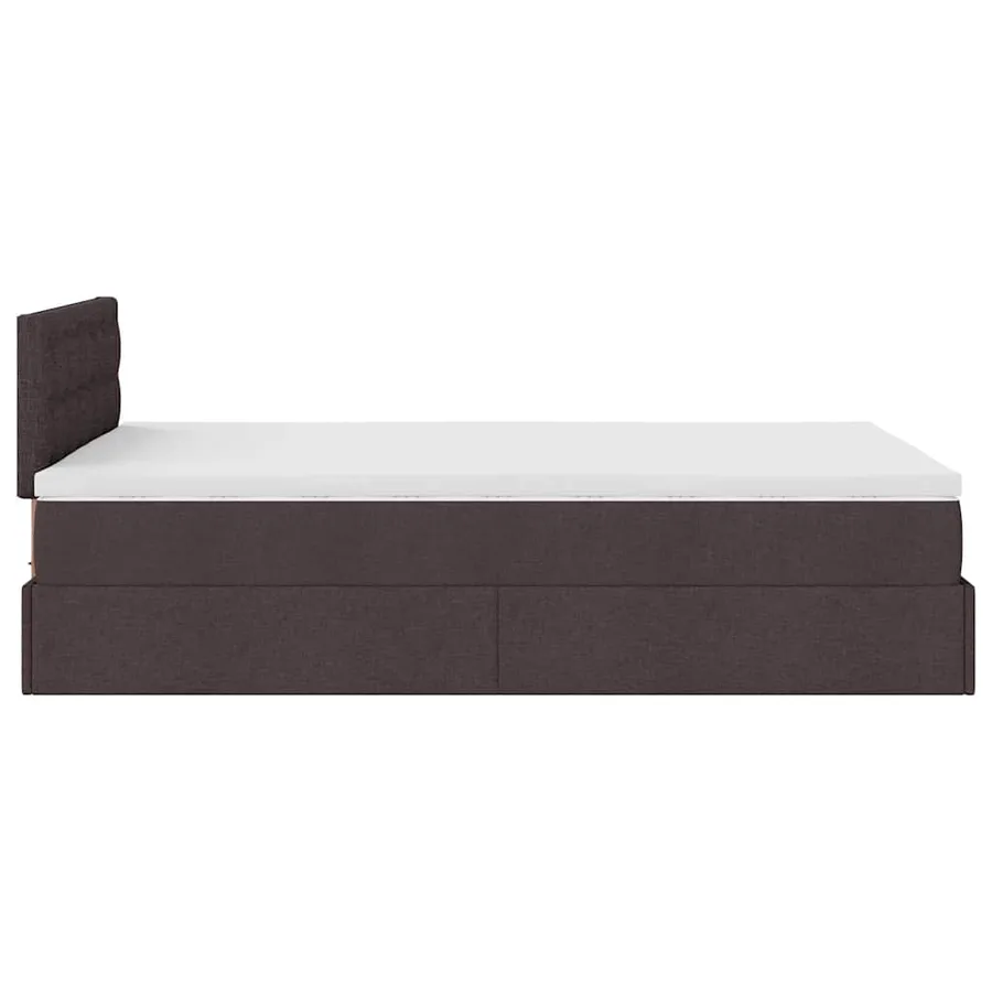 Cadre de lit ottoman avec matelas marron foncé 120x190 cm tissu - 11