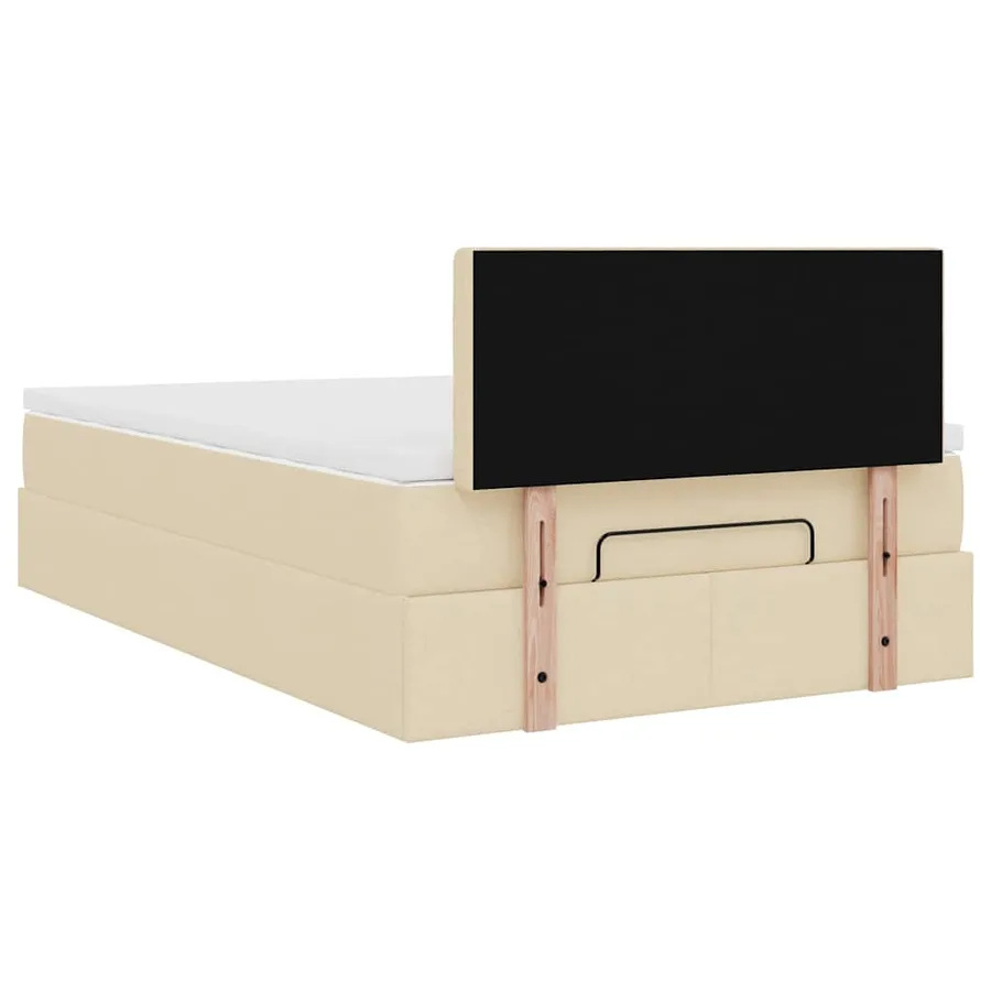 Lit ottoman avec matelas et LED crème 120x190 cm tissu - 12