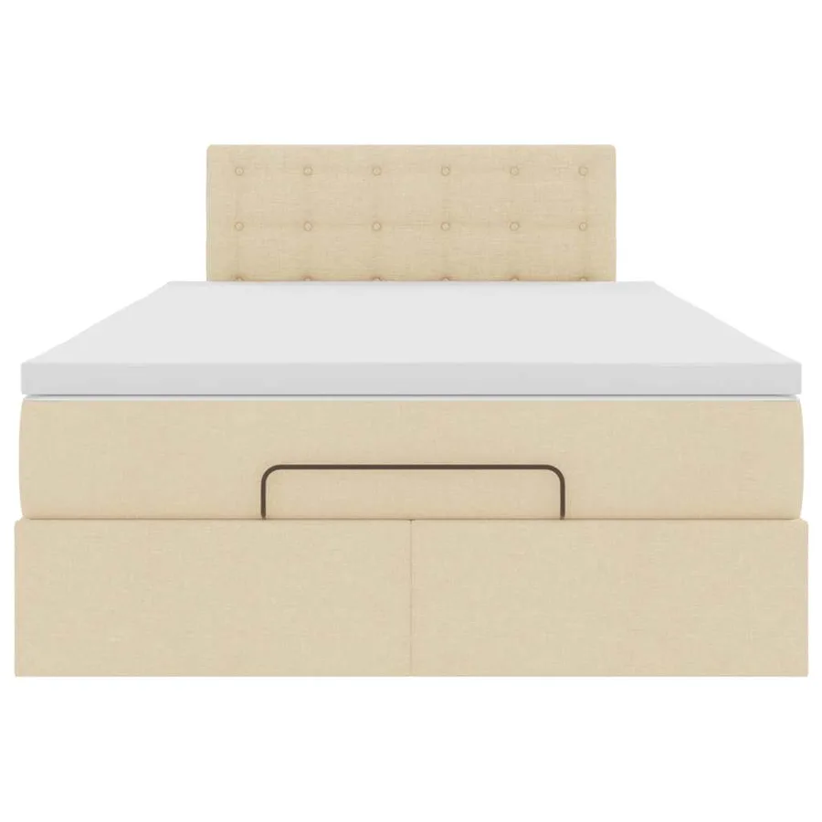 Lit ottoman avec matelas et LED crème 120x190 cm tissu - 8