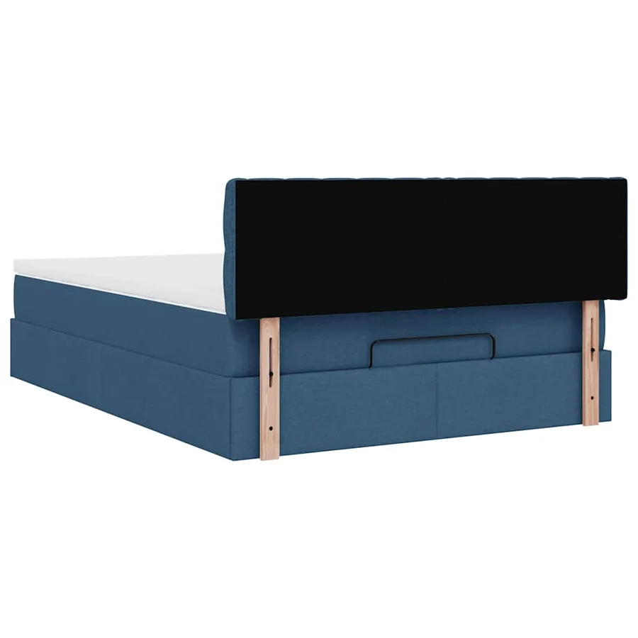 Cadre de lit ottoman avec matelas bleu 140x200 cm tissu - 12
