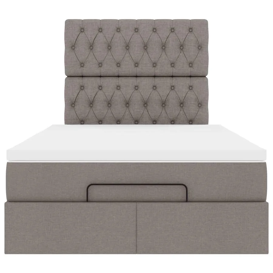 Cadre de lit ottoman avec matelas taupe 120x190 cm tissu - 7