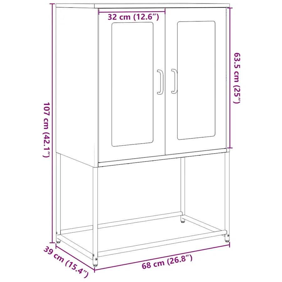 Buffet haut blanc 68x39x107 cm acier - 13