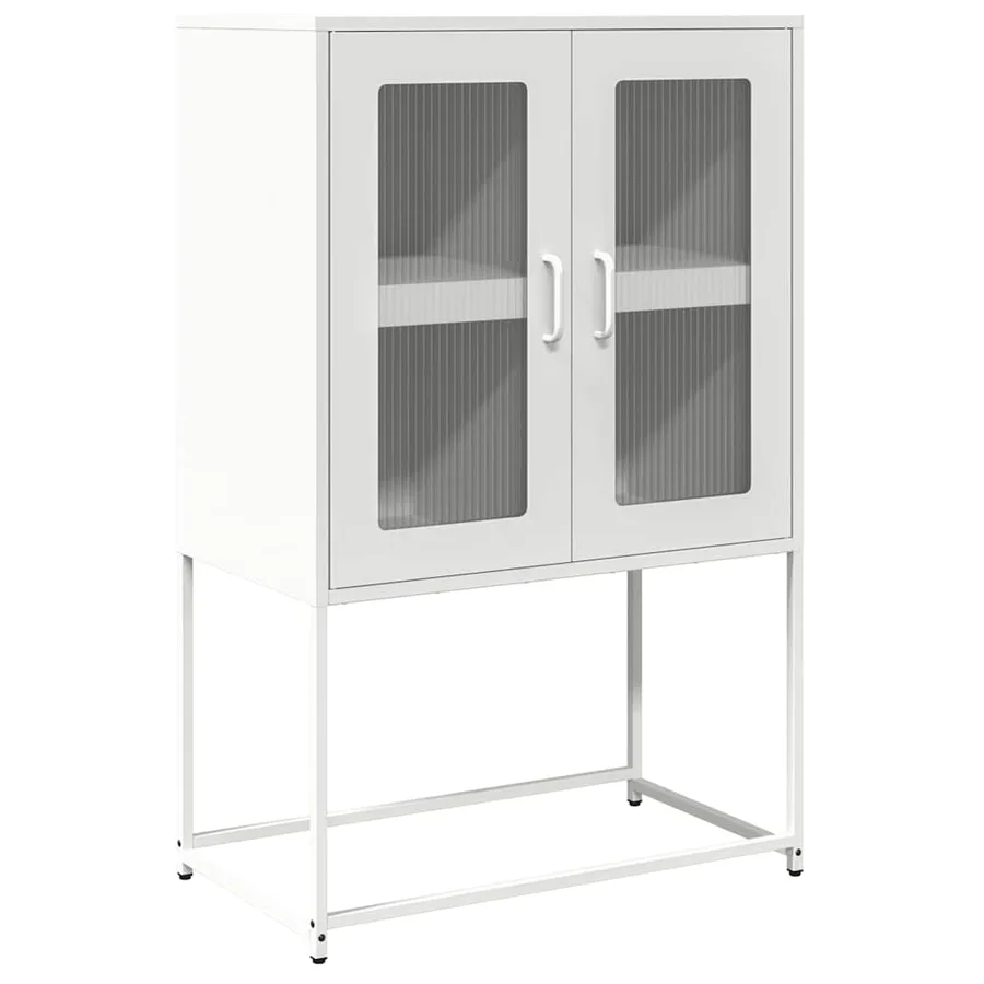 Buffet haut blanc 68x39x107 cm acier - 2