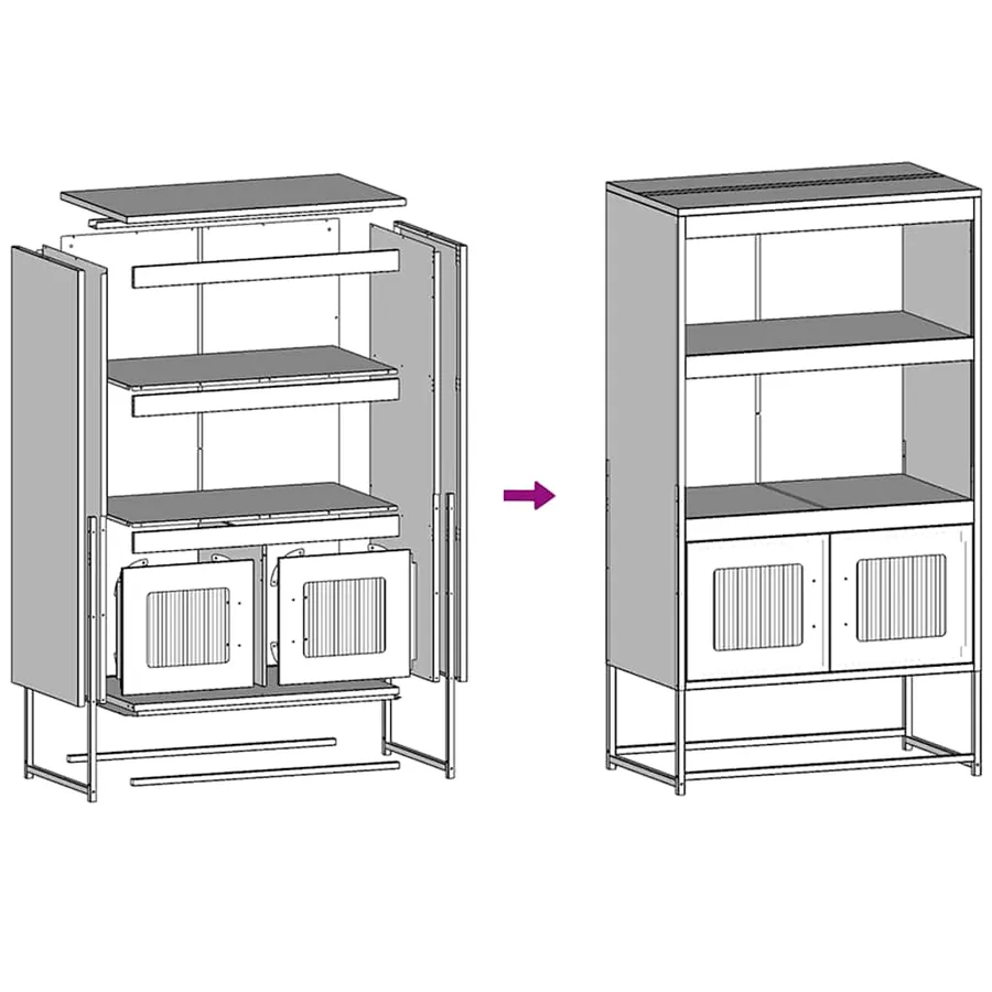 Buffet haut anthracite 68x39x123 cm acier - 11