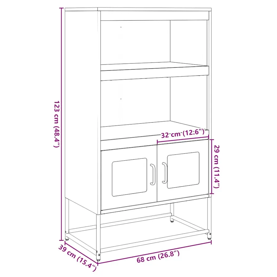 Buffet haut anthracite 68x39x123 cm acier - 13