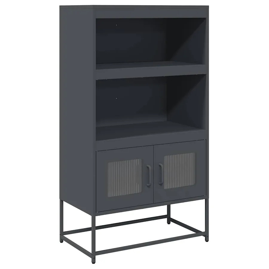Buffet haut anthracite 68x39x123 cm acier - 2