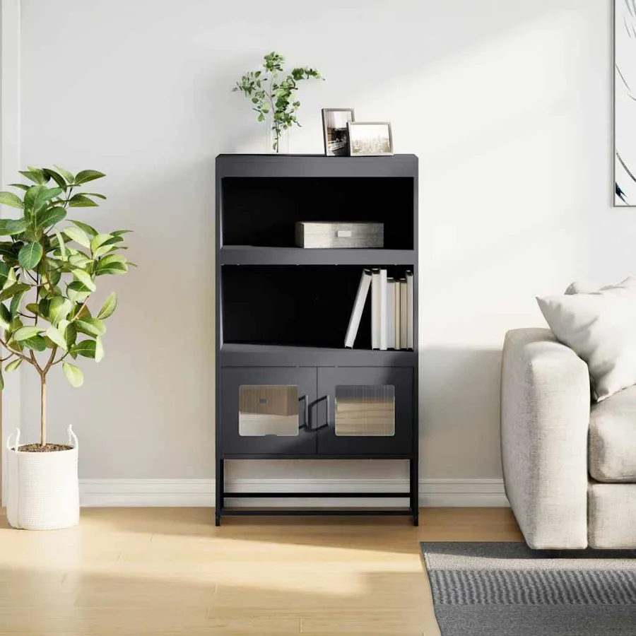 Buffet haut anthracite 68x39x123 cm acier - 3