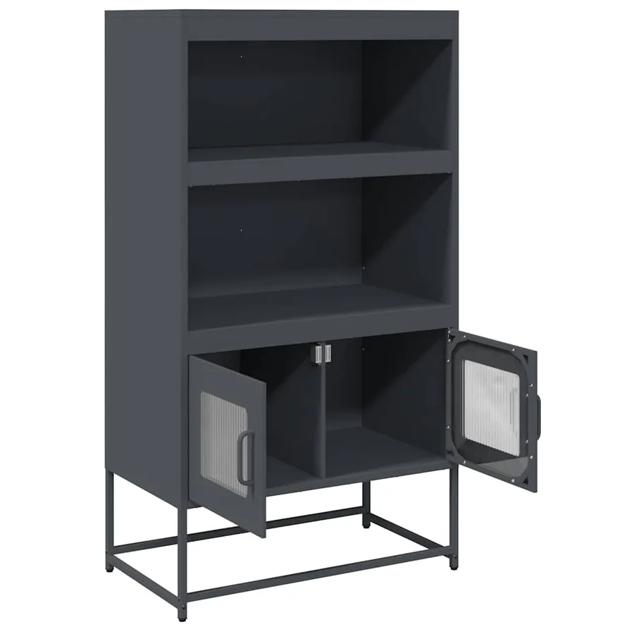 Buffet haut anthracite 68x39x123 cm acier - 6