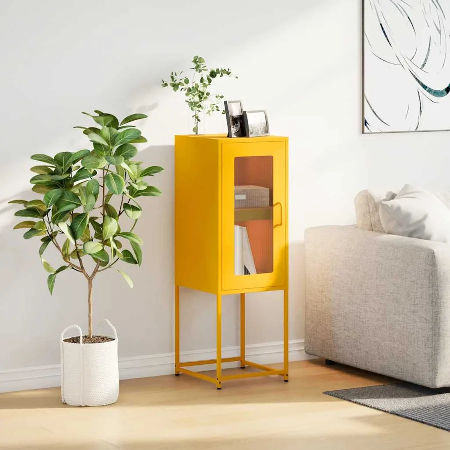 Buffet jaune moutarde 36x39x107 cm acier laminé à froid - 3