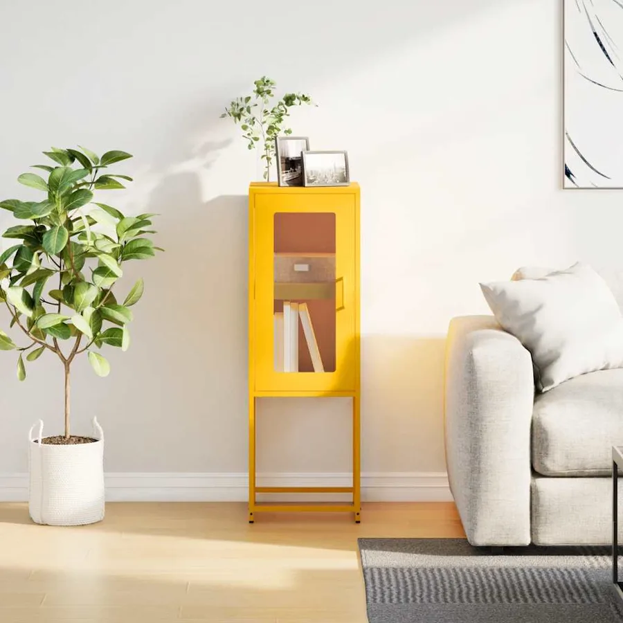 Buffet jaune moutarde 36x39x107 cm acier laminé à froid - 4