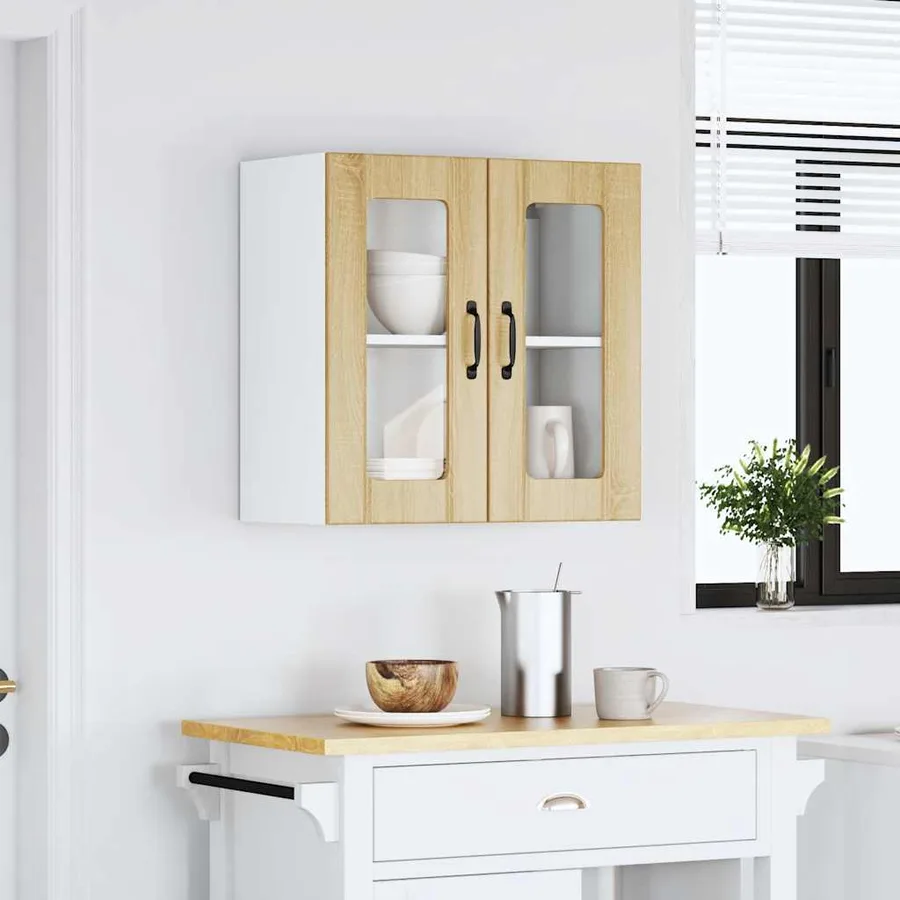 Armoire murale de cuisine avec porte vitrée "Lucca" en chêne Sonoma - 3