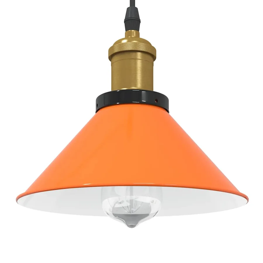 Lampe suspendue réglable hauteur E27 orange brillant métal