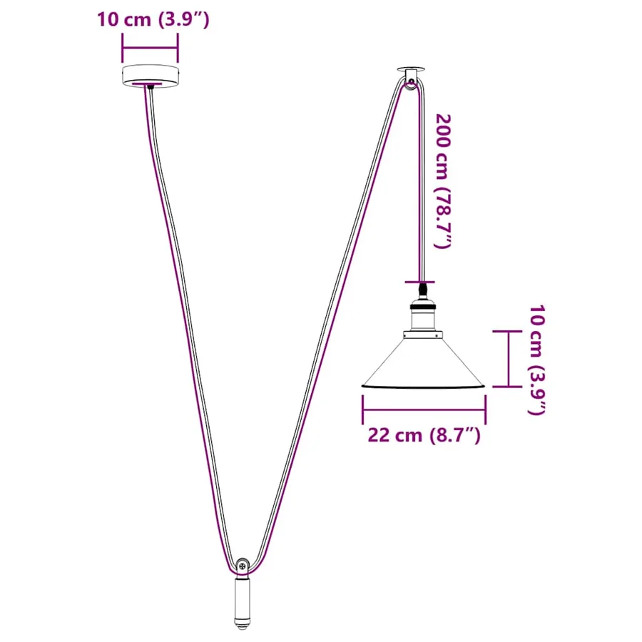 Lampe suspendue réglable hauteur E27 orange brillant métal - 11