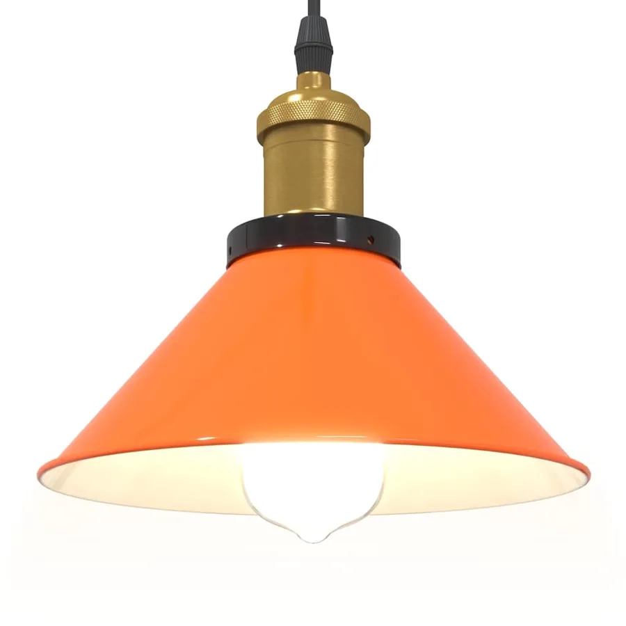 Lampe suspendue réglable hauteur E27 orange brillant métal - 5