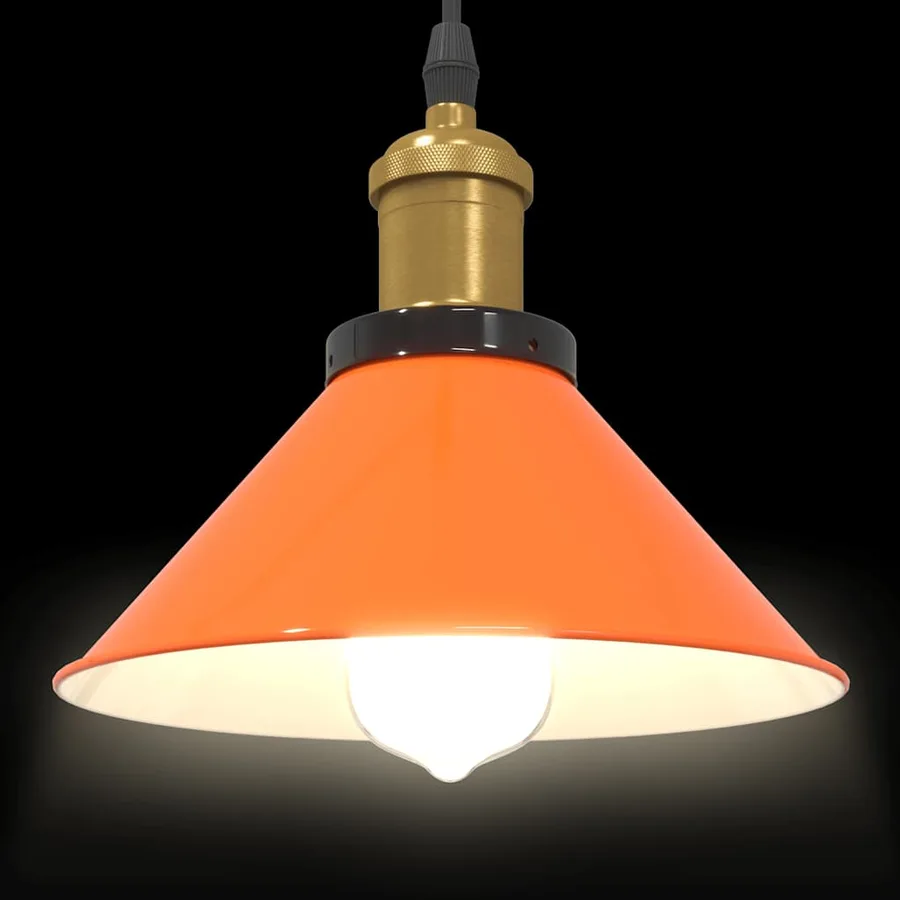 Lampe suspendue réglable hauteur E27 orange brillant métal - 6