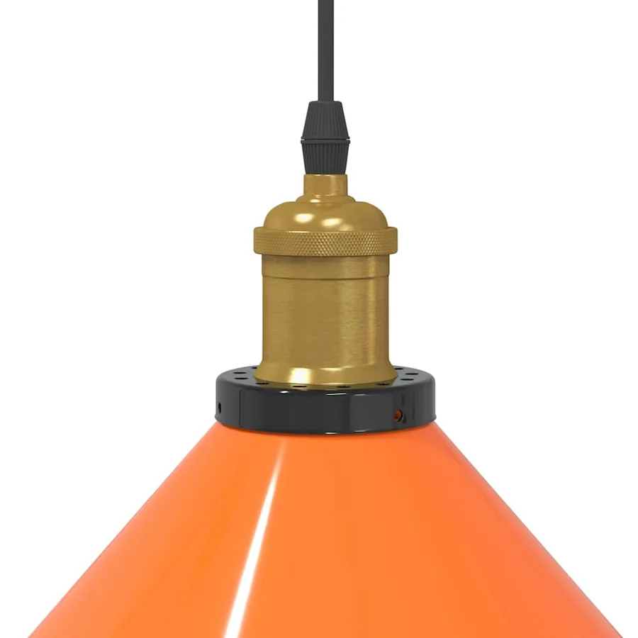 Lampe suspendue réglable hauteur E27 orange brillant métal - 8