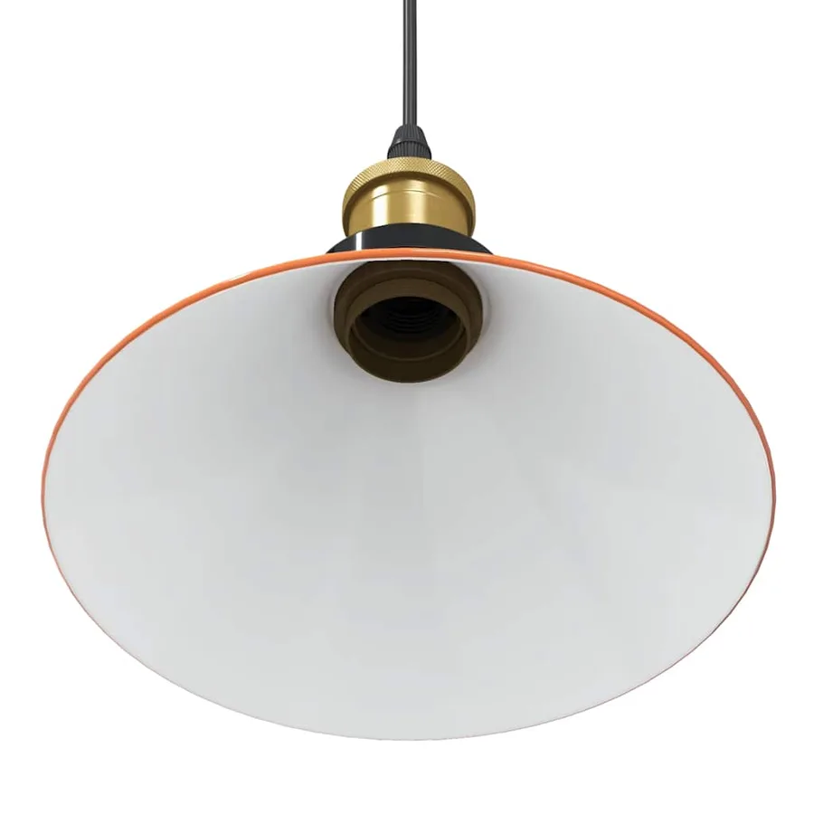 Lampe suspendue réglable hauteur E27 orange brillant métal - 9