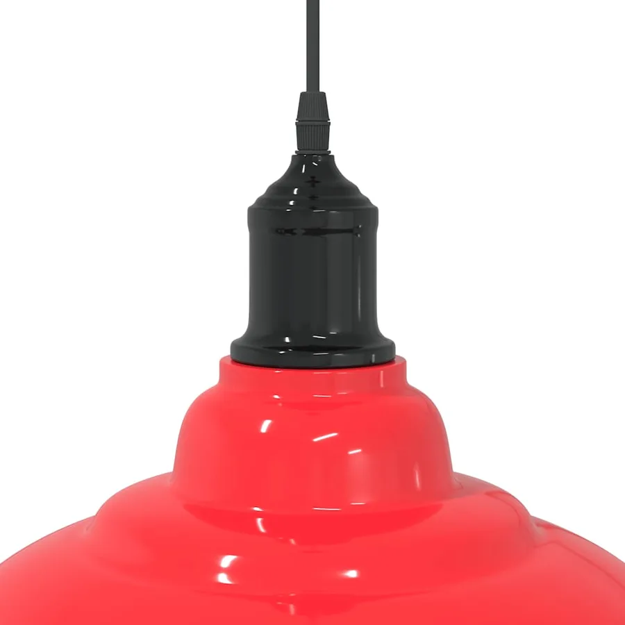 Lampe suspendue réglable hauteur E27 rouge brillant Ø31cm métal - 8