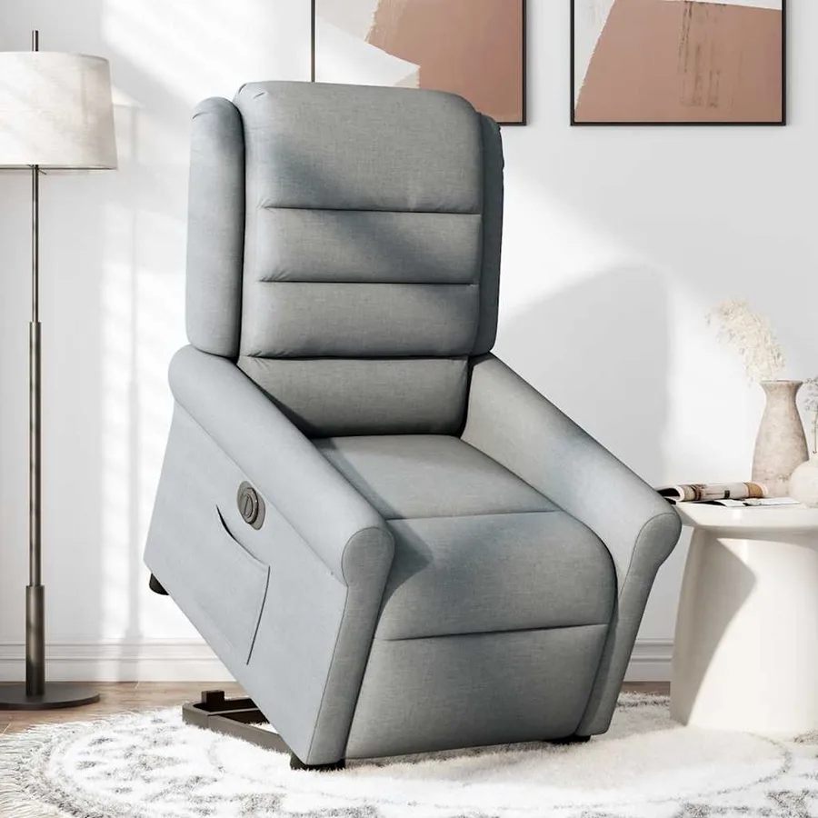 Fauteuil inclinable électrique gris clair tissu - 3