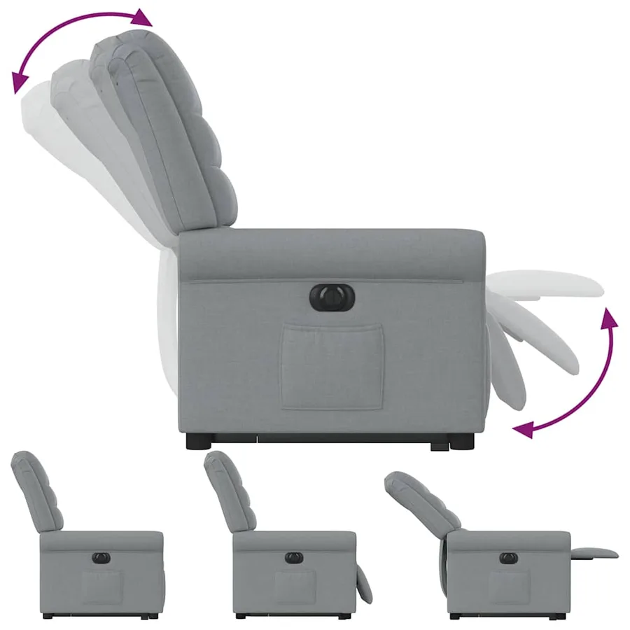 Fauteuil inclinable électrique gris clair tissu - 8