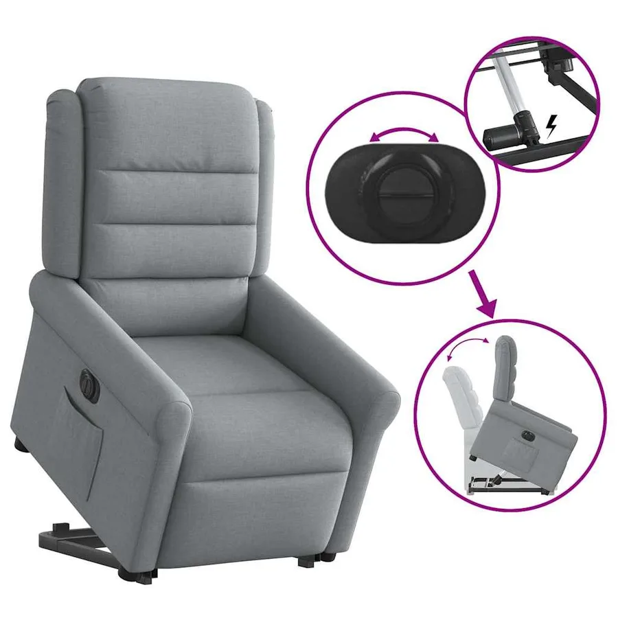 Fauteuil inclinable électrique gris clair tissu - 9