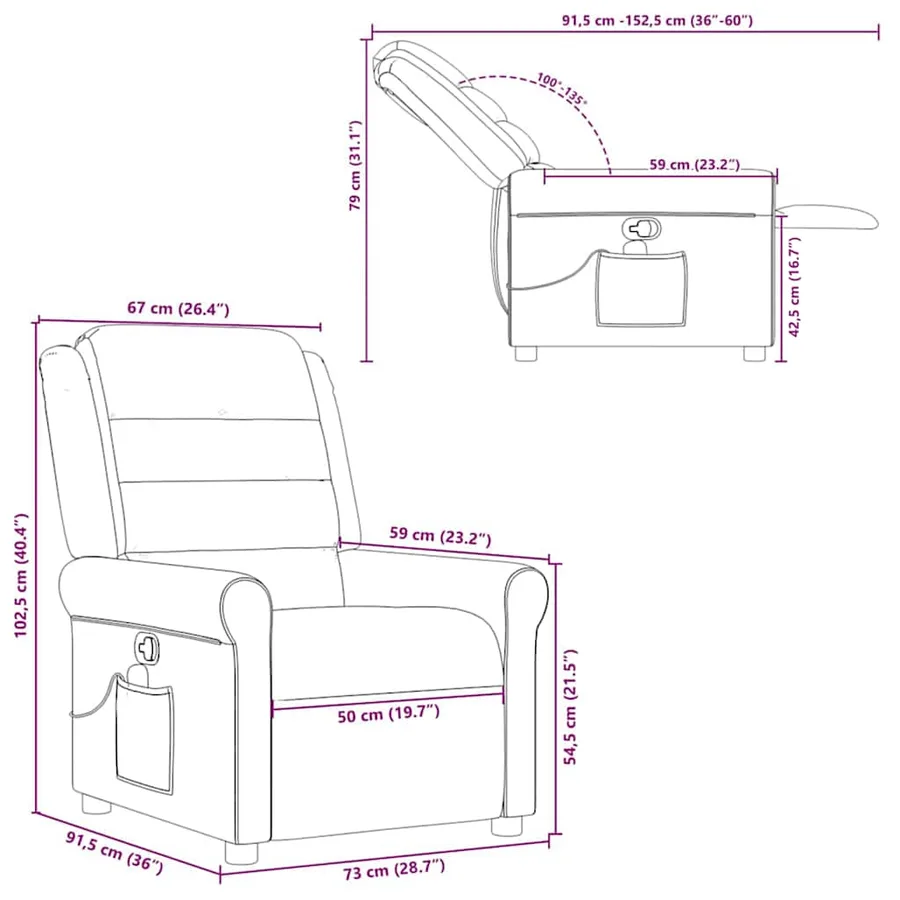 Fauteuil de massage inclinable Vert foncé Tissu - 13
