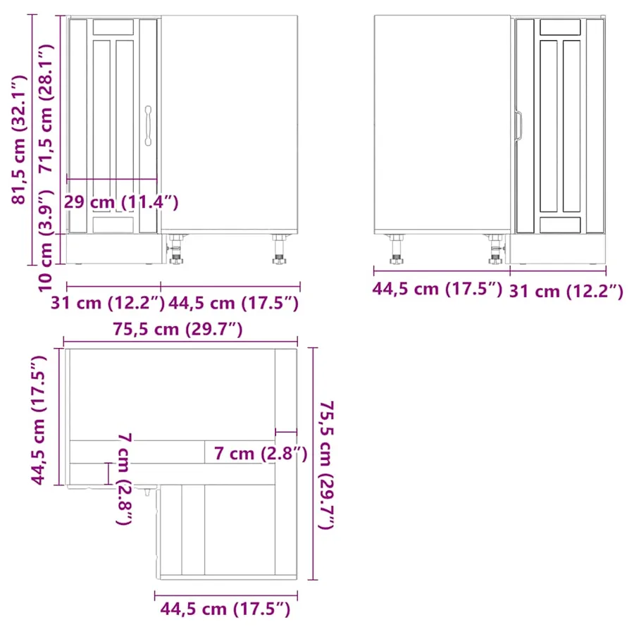 Armoire d'angle de cuisine Lucca blanc bois d'ingénierie - 12