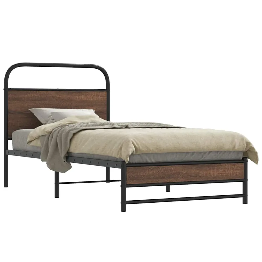 Cadre de lit sans matelas 90x200cm chêne marron bois ingénierie