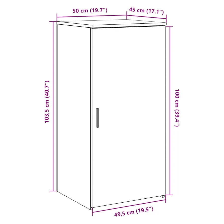 Armoire de rangement Noir 50x45x103,5 cm Bois d'ingénierie - 10