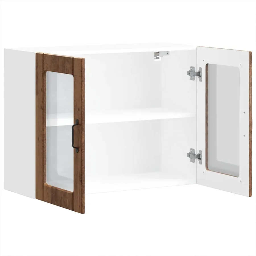 Armoire murale de cuisine avec porte en verre Lucca vieux bois - 7