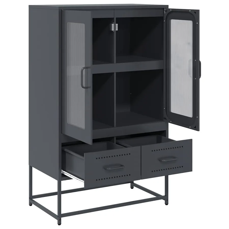 Buffet haut anthracite 68x39x111,5 cm acier - 6