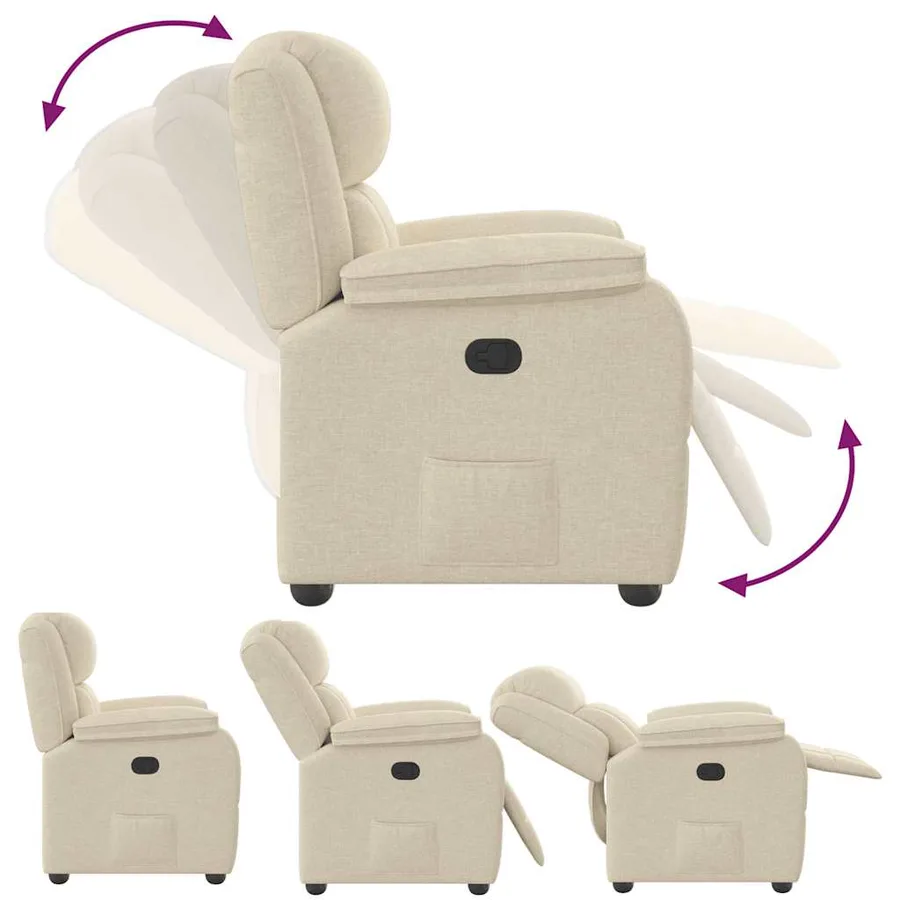 Fauteuil inclinable Crème Tissu - 6