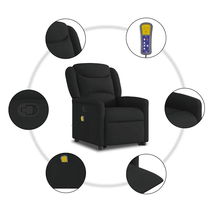 Fauteuil de massage inclinable Noir Tissu - 10