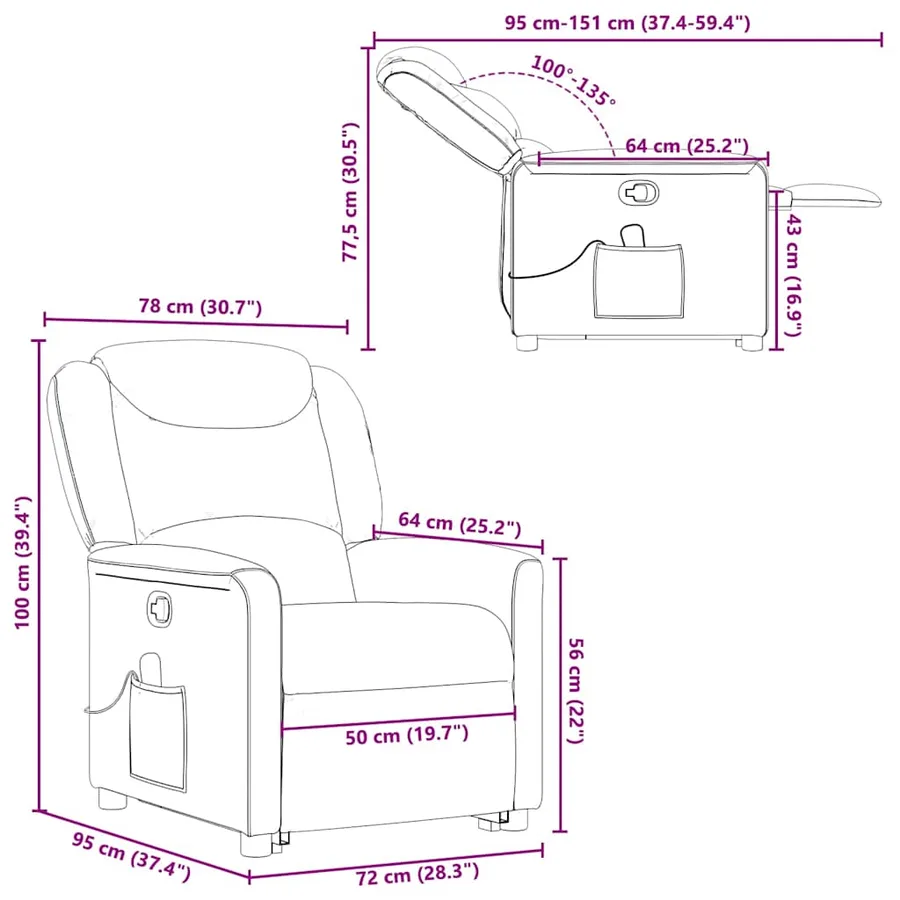 Fauteuil de massage inclinable Noir Tissu - 16