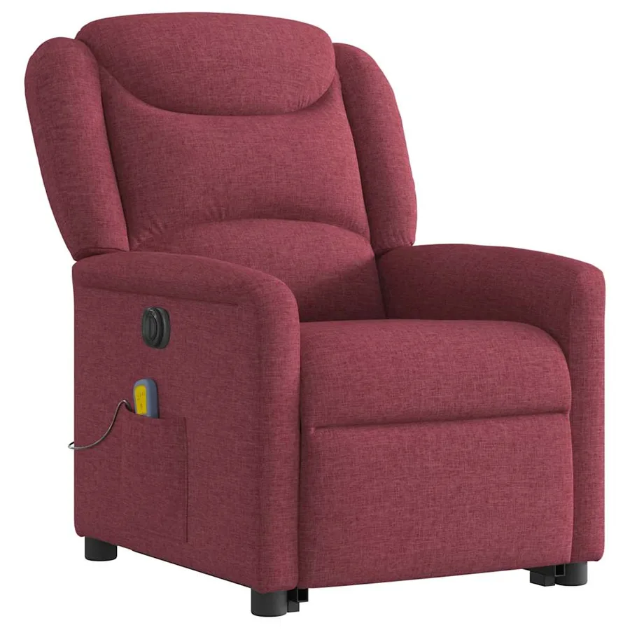 Fauteuil inclinable de massage électrique Rouge bordeaux Tissu - 4