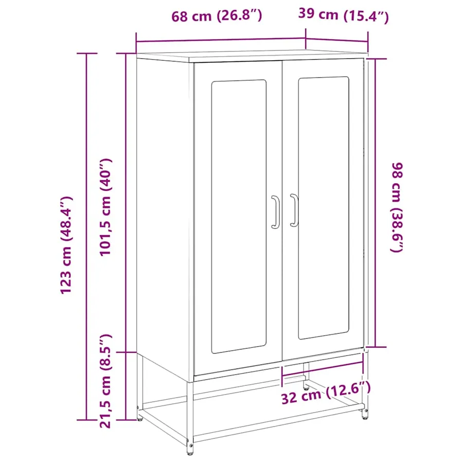 Buffet haut anthracite 68x39x123 cm acier - 13