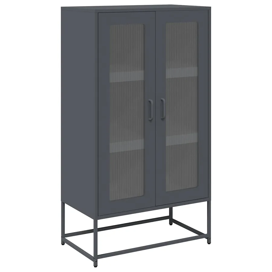 Buffet haut anthracite 68x39x123 cm acier - 2