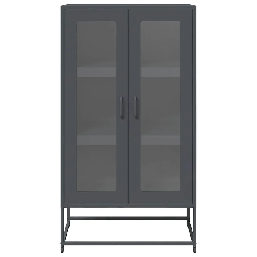 Buffet haut anthracite 68x39x123 cm acier - 5
