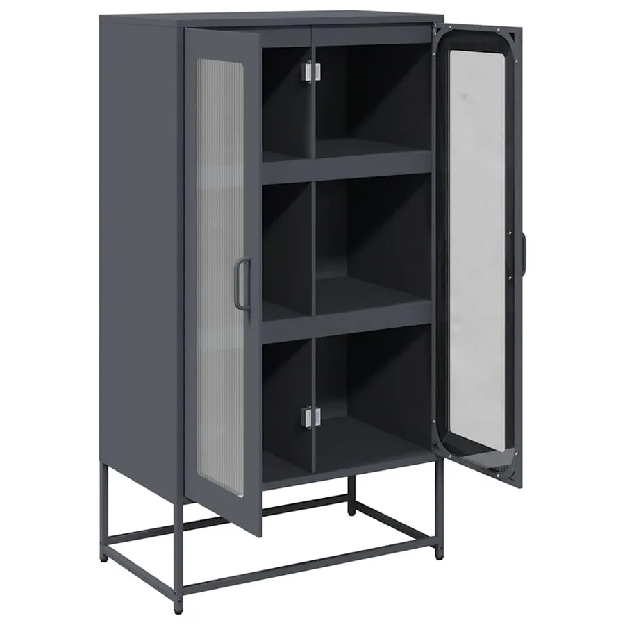 Buffet haut anthracite 68x39x123 cm acier - 6