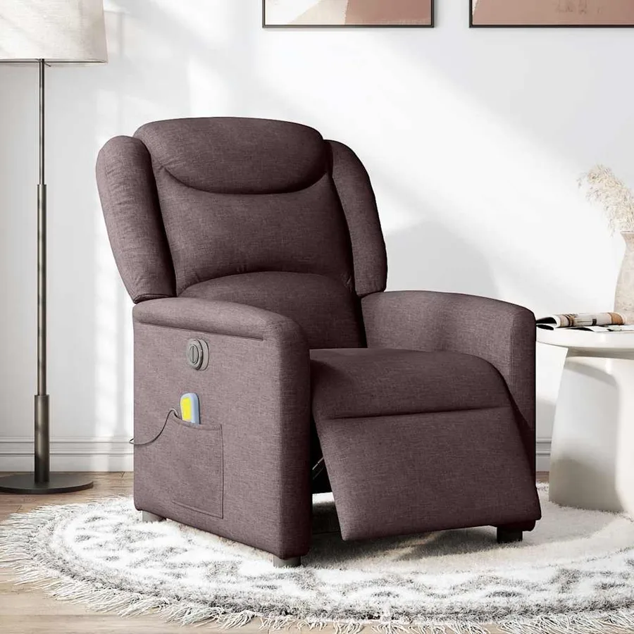 Fauteuil de massage inclinable électrique Marron foncé Tissu - 2