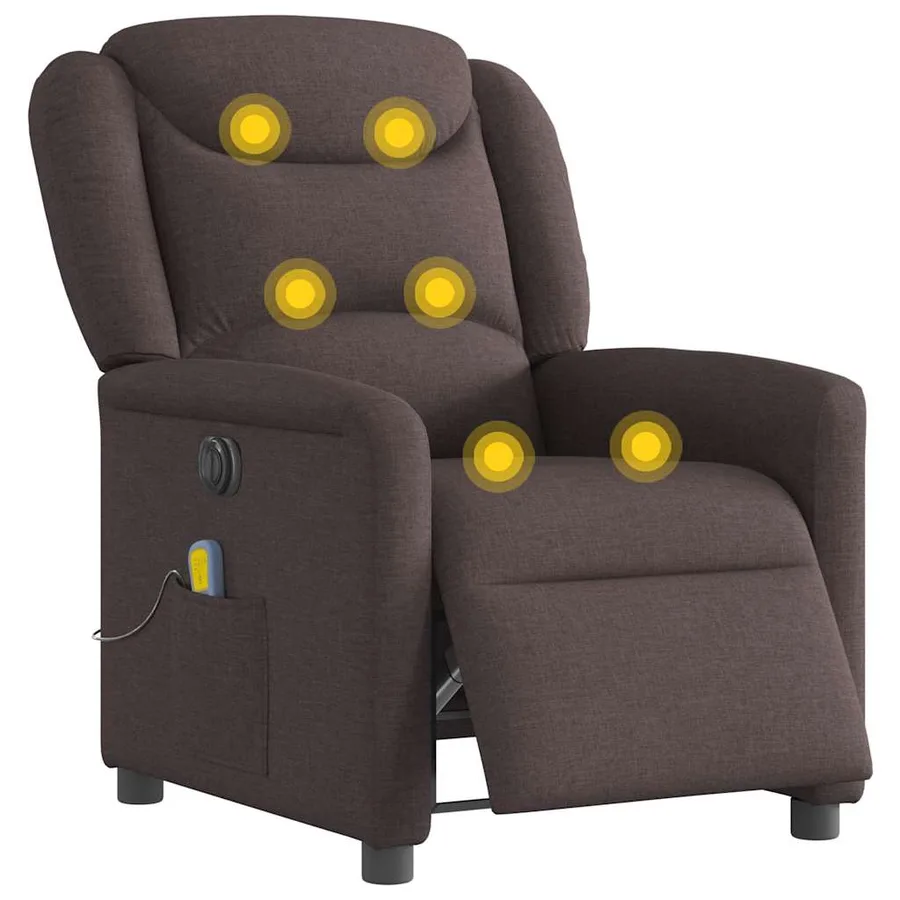Fauteuil de massage inclinable électrique Marron foncé Tissu - 3