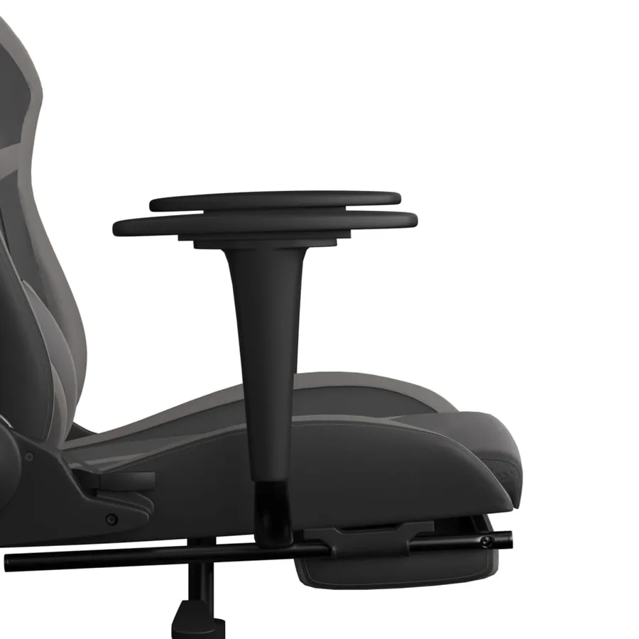 Chaise de jeu avec repose-pied Noir et gris Similicuir - 11