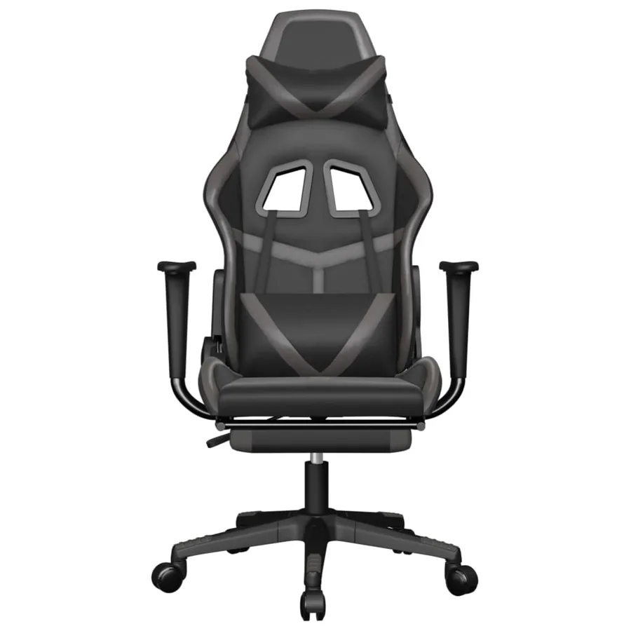 Chaise de jeu avec repose-pied Noir et gris Similicuir - 3