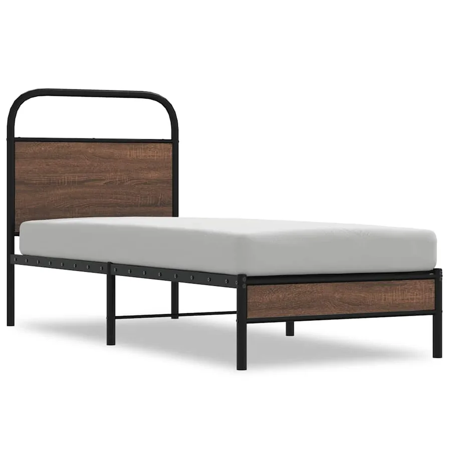 Cadre de lit sans matelas 75x190cm chêne marron bois ingénierie - 2