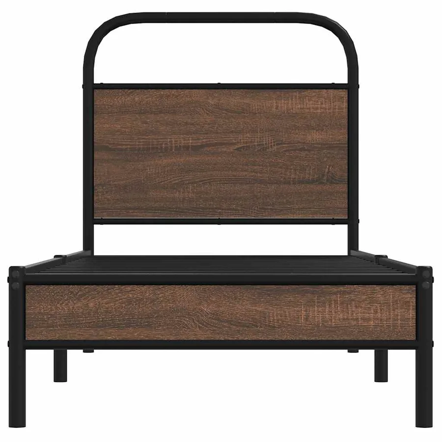 Cadre de lit sans matelas 75x190cm chêne marron bois ingénierie - 5